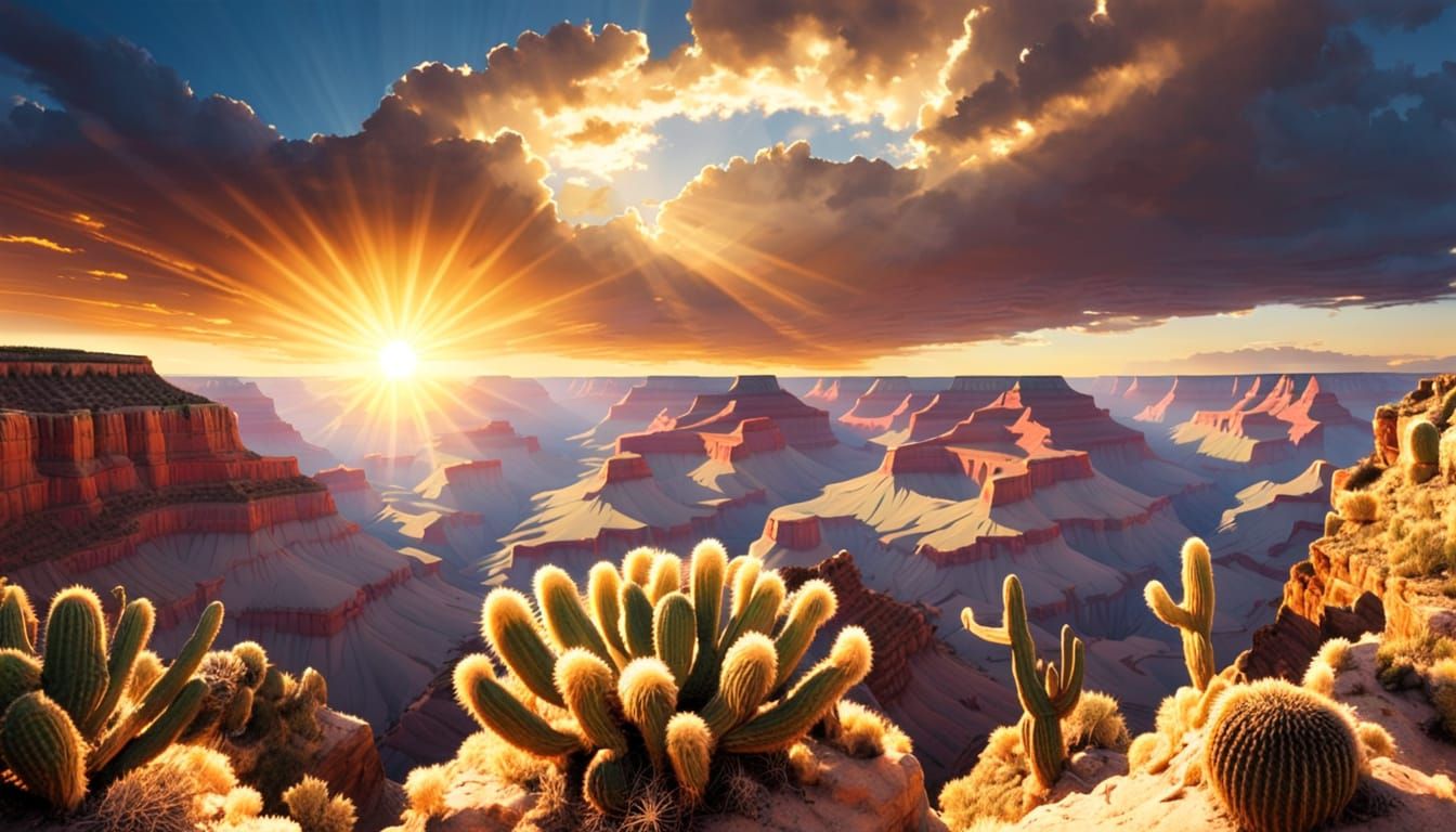 Grand Canyon Sunset with Golden Eagle