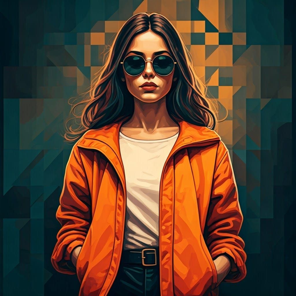 Optical Illusion in Vibrant Color as Bridget Riley