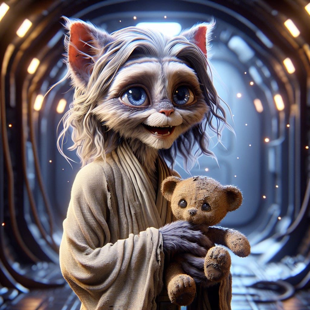 Joyful Cat-Human Hybrid in Retro Cartoon Style