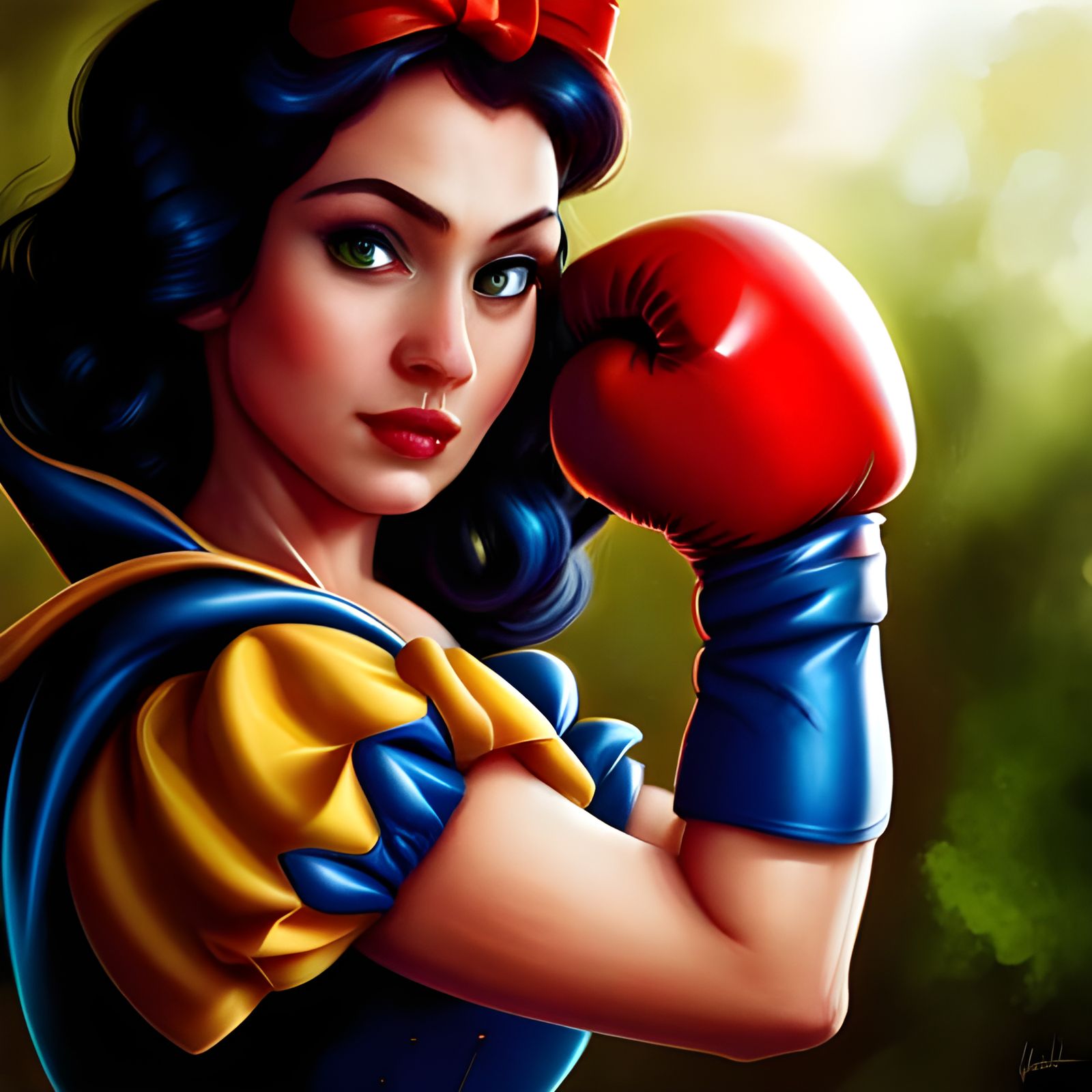 Snow White as a Boxer in Hyperrealistic Portrait
