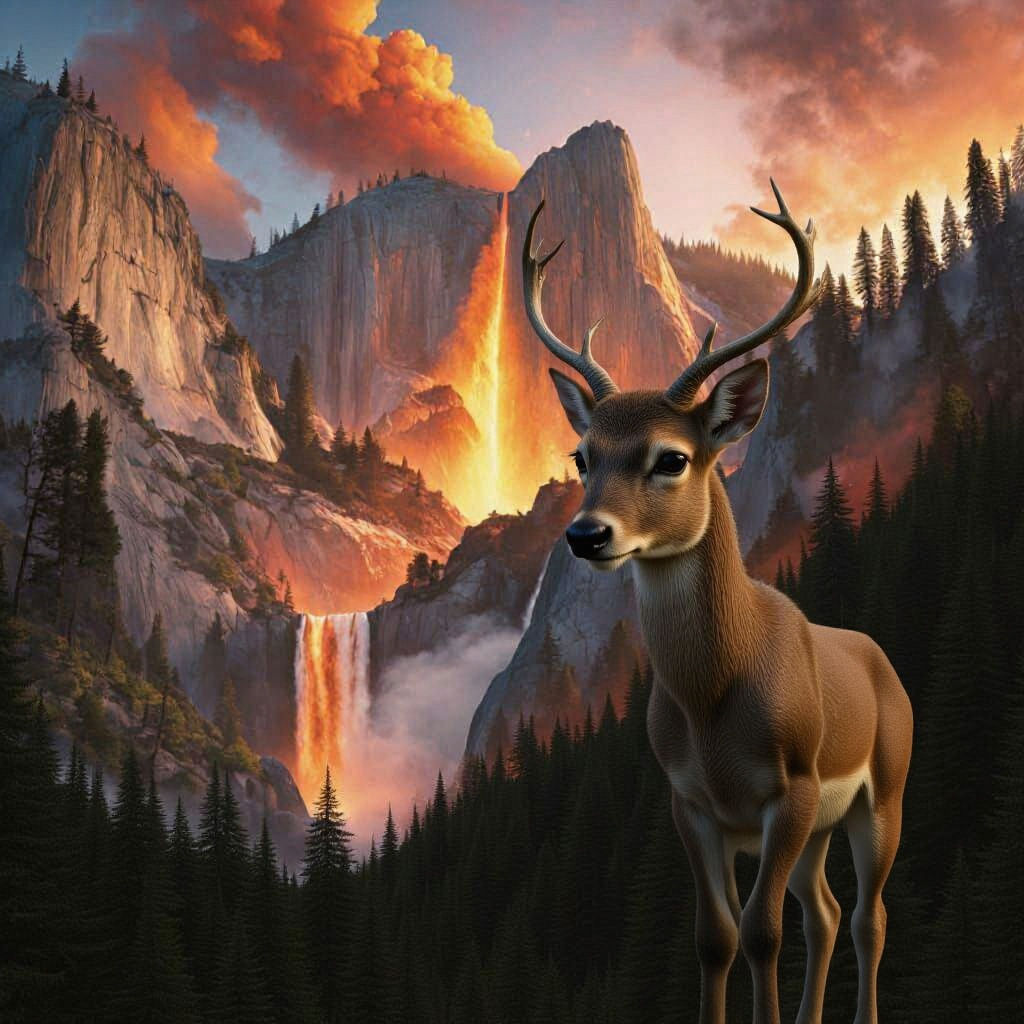 Fiery Horsetail Falls at Yosemite Sunset