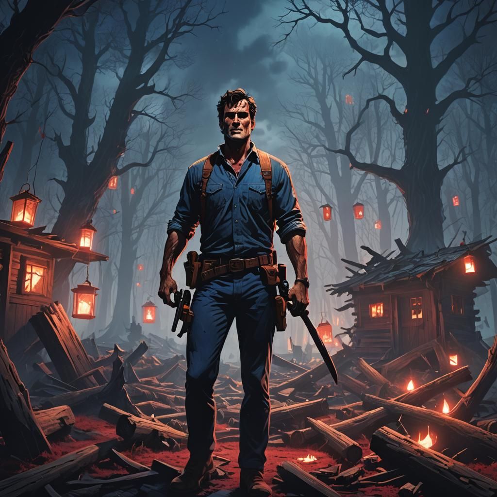 Ash Williams Victorious in Evil Dead Cabin