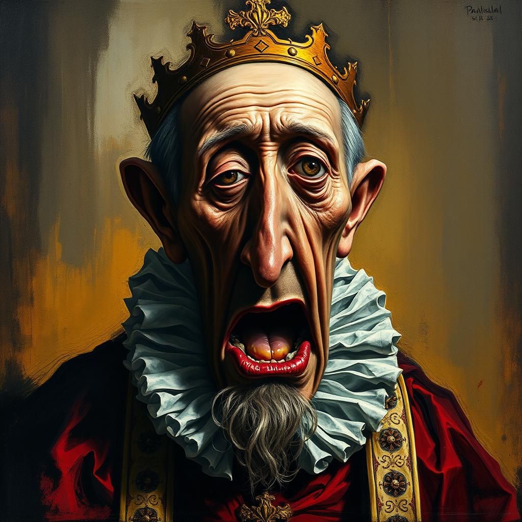 Distorted Regal Portrait in Francis Bacon Style