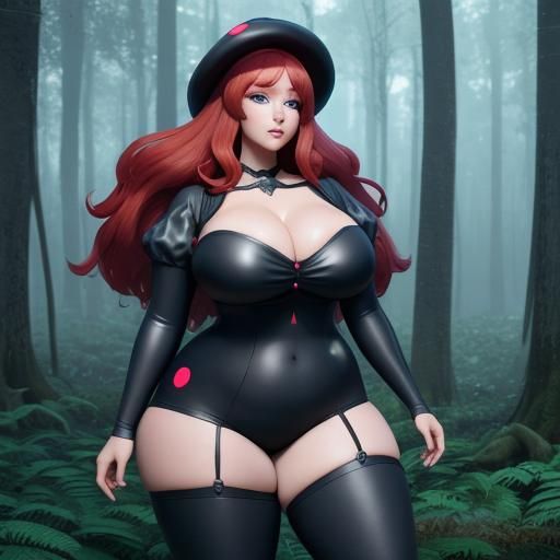 Kawaii Mushroom Woman in a Magic Forest as 3D Art