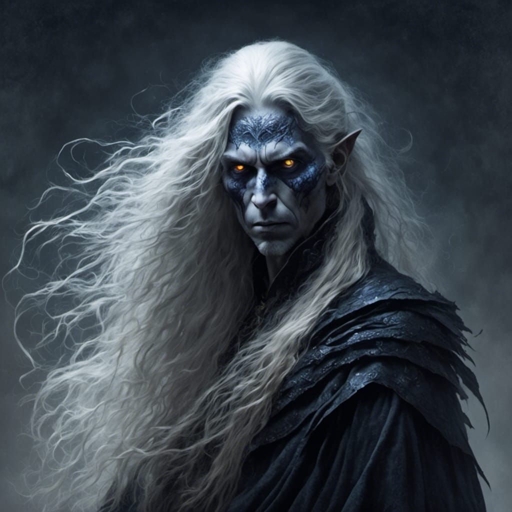 Dark Elf Wizard with Flowing Hair