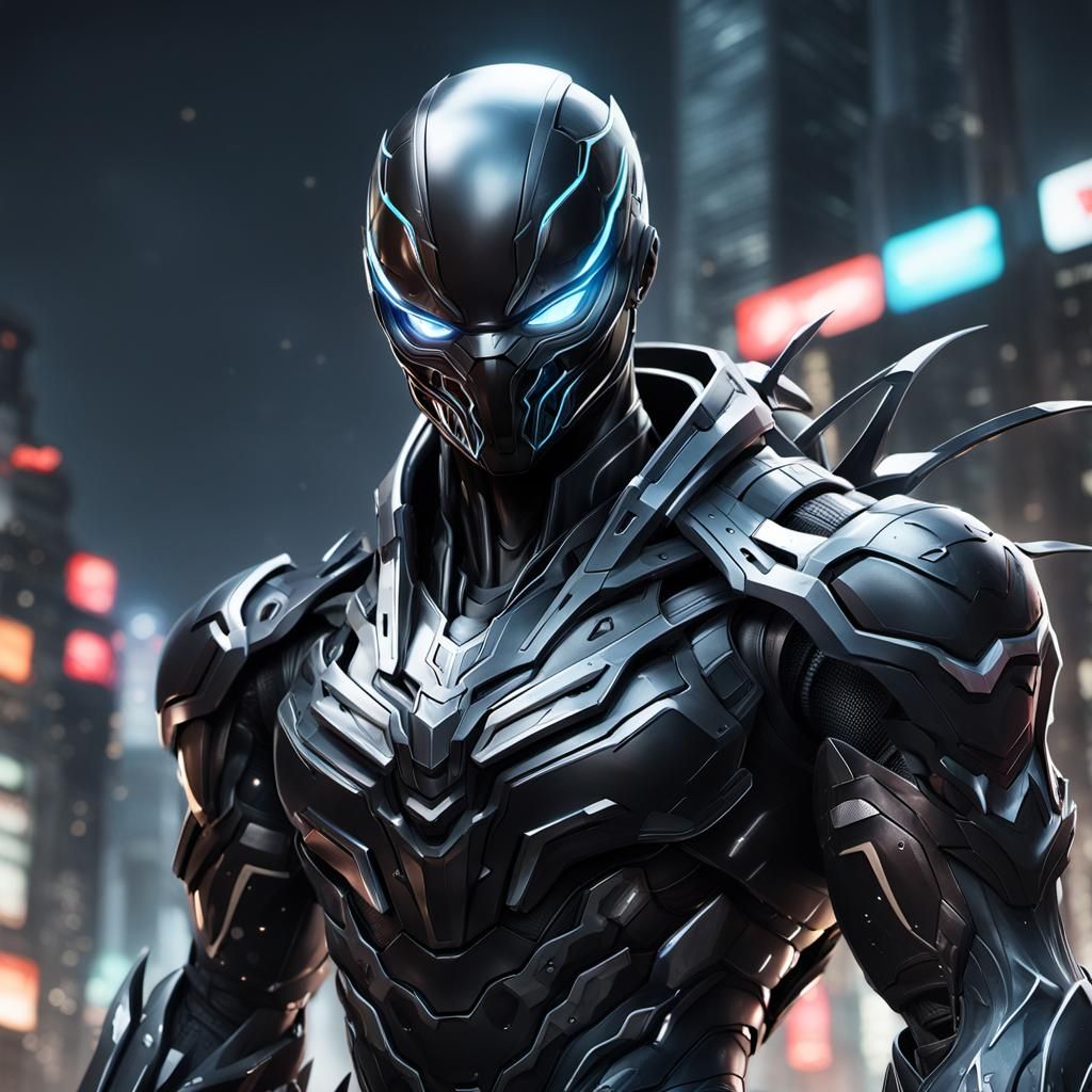 Ninja Nanobot Symbiote Mechsuit Portrait in 8k