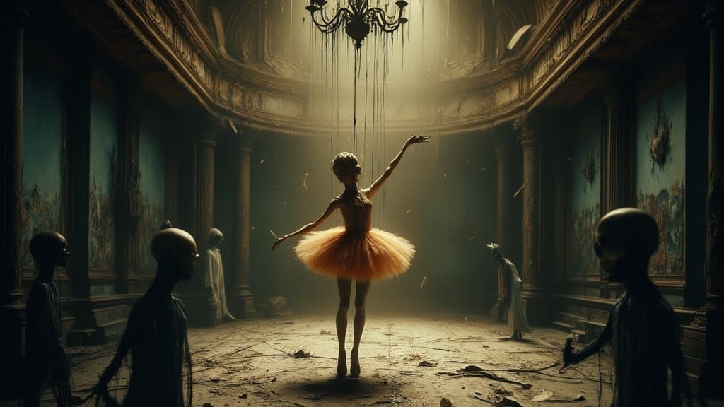 Ballerina Marionette in Abandoned Opera House