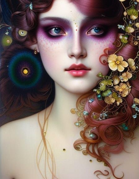 Doe Eyed Beauty in Art Nouveau Style