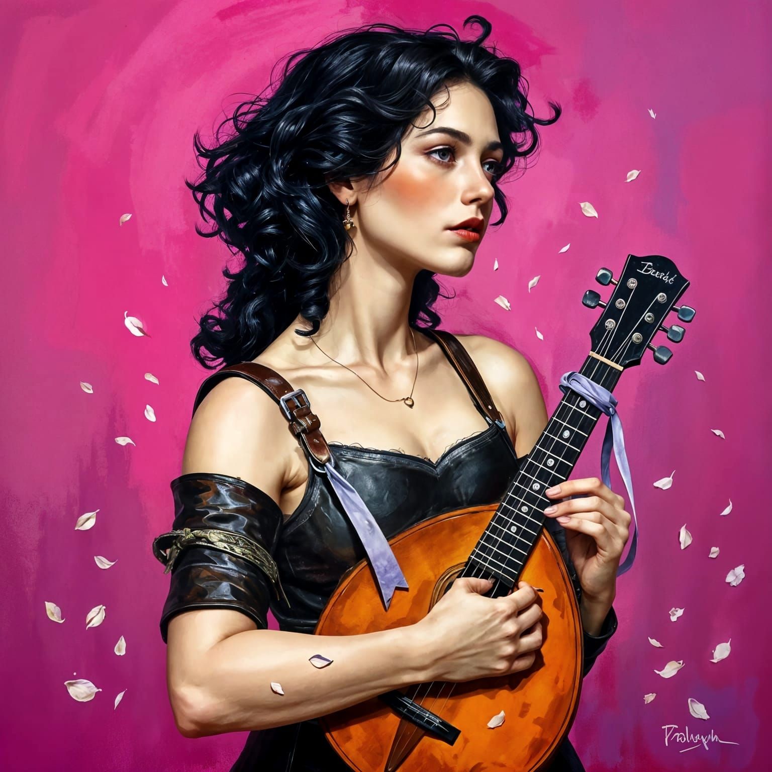 Fantasy Bard Portrait in Impasto Oil Painting Style