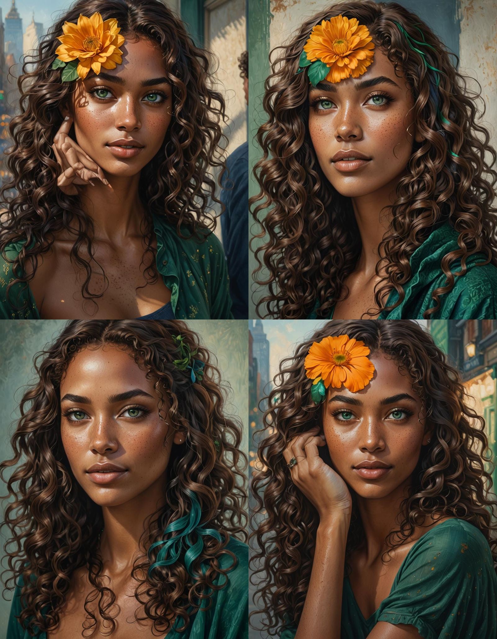 Bronze Beauty in Sleek Dress, 8K Portrait