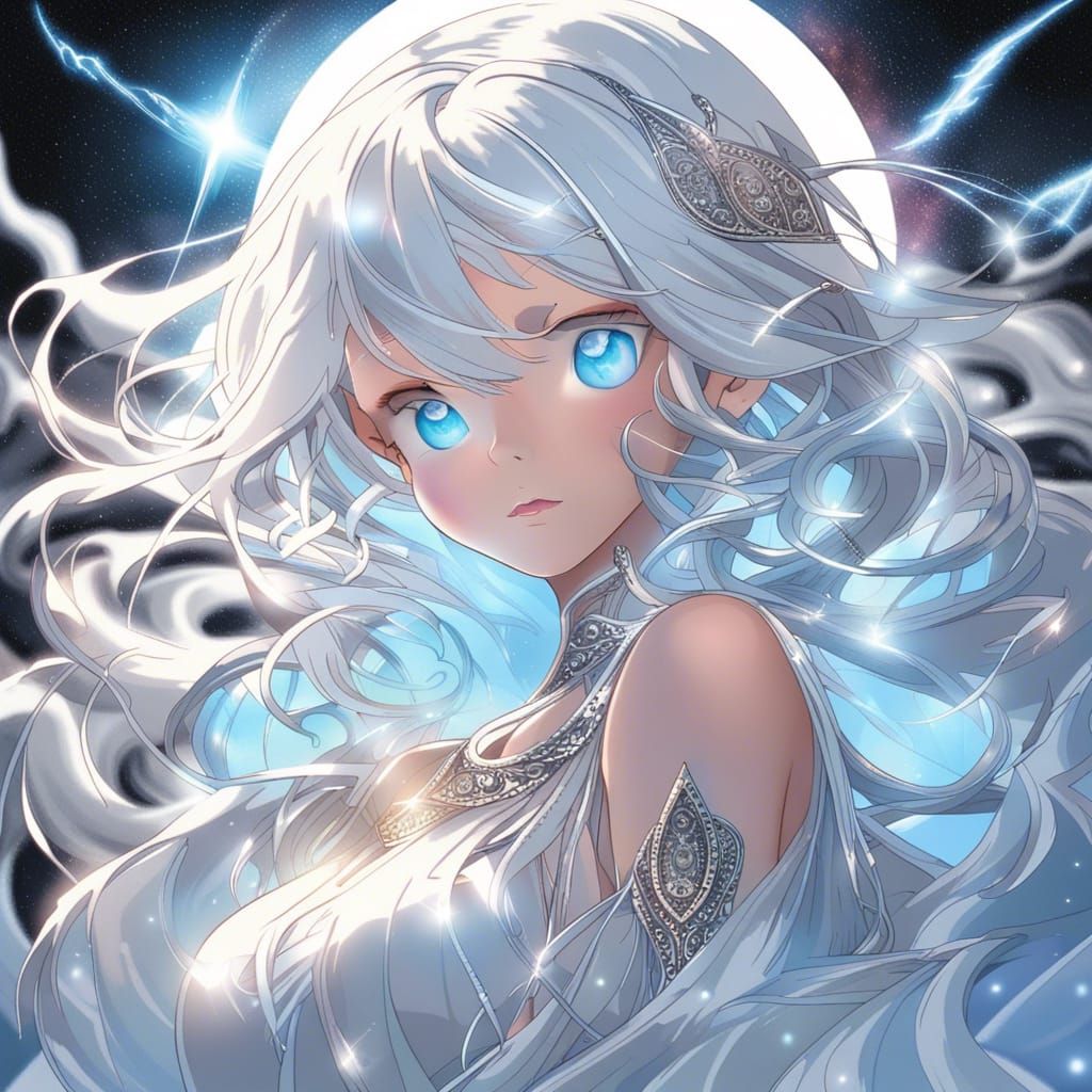 Ethereal Moon Spirit Portrait in Dreamcore Style