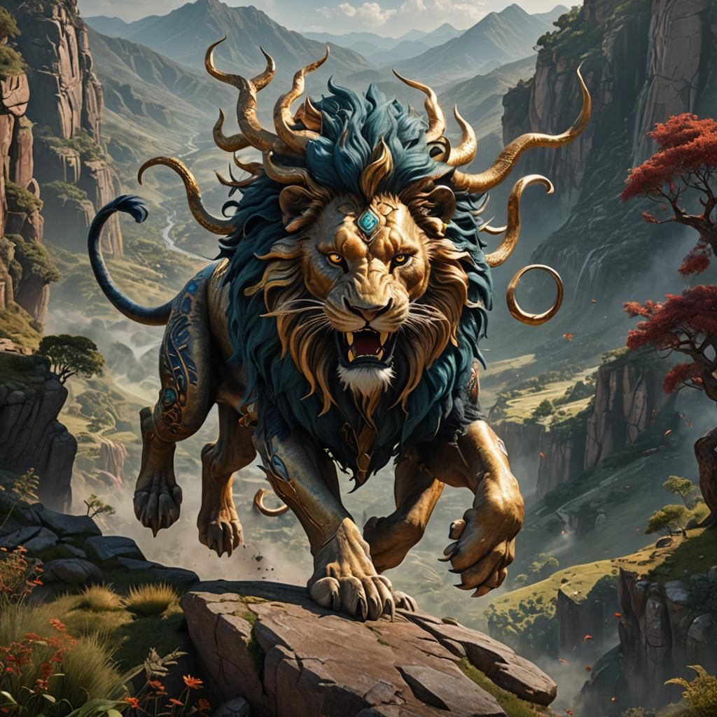 Sharabha Leaping: A Hybrid Deity in Fantasy Art