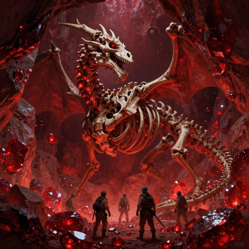 Dragon Skeleton Found in Ruby Mine Digital Painting