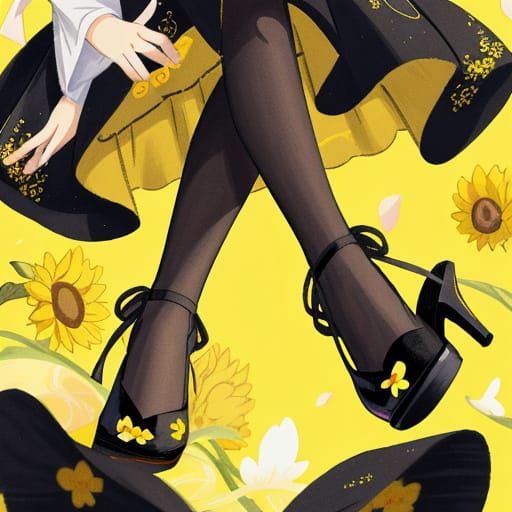 Manga-Inspired Anime Girl in Vibrant Sunflower Dress