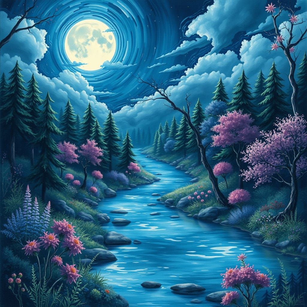 Moonlit Whimsy in a Dreamlike Forest