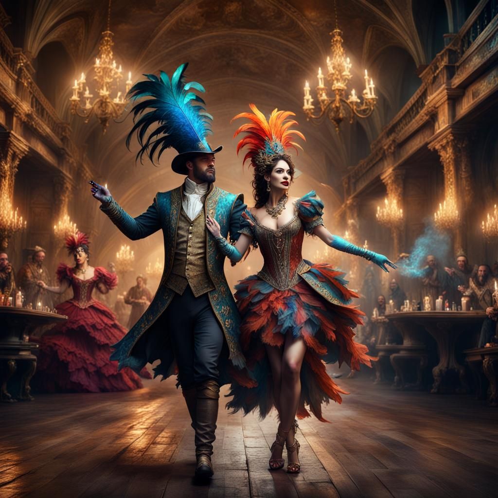 Baroque Dance: Opulent Costumes in Castle Club