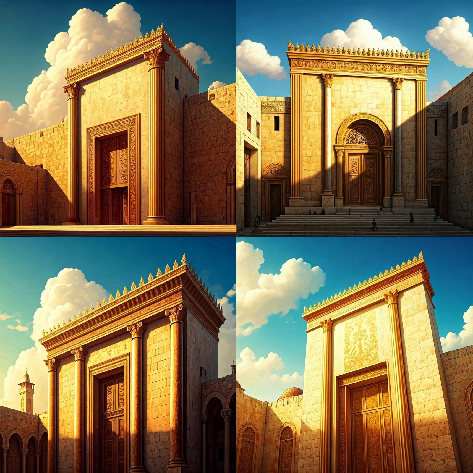 Golden Temple in Jerusalem Radiates Warm Light with Intricat...