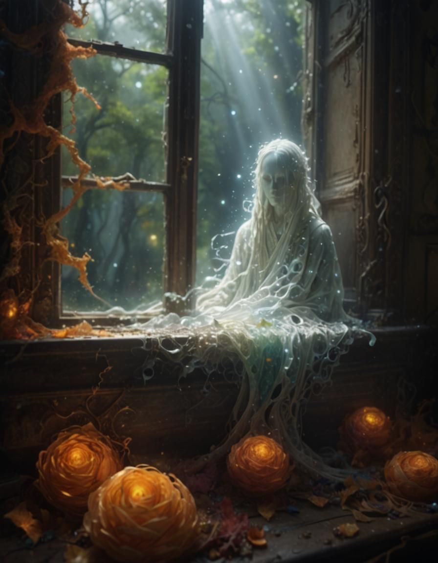 Dramatic Portrait with Abstract Fractal Background