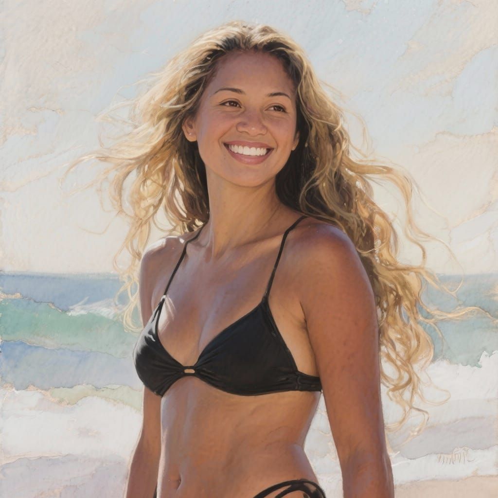 Polynesian Woman in Romantic Realism Style