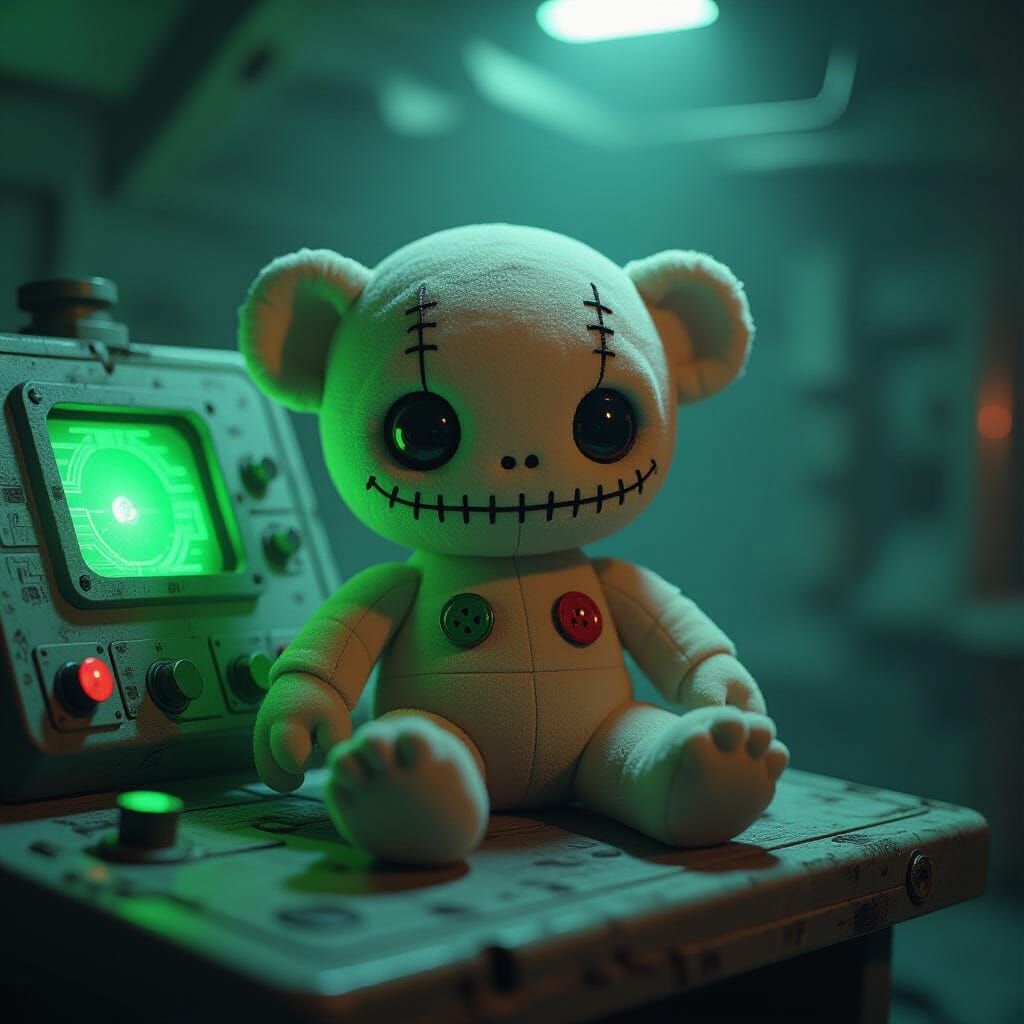 Fuggler Alien Doll on Abandoned Spaceship