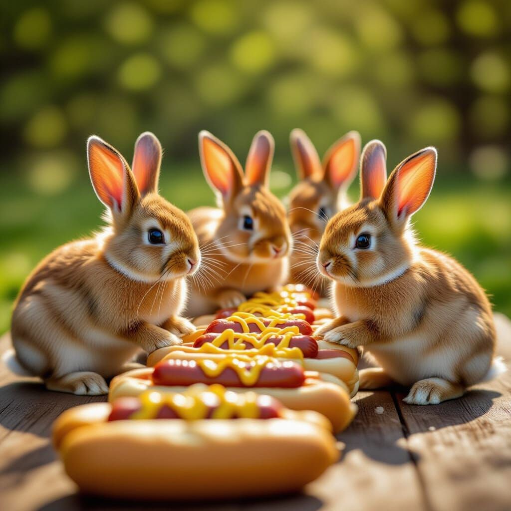 Bunnies Feast: A Professional Photography Hot Dog Dream