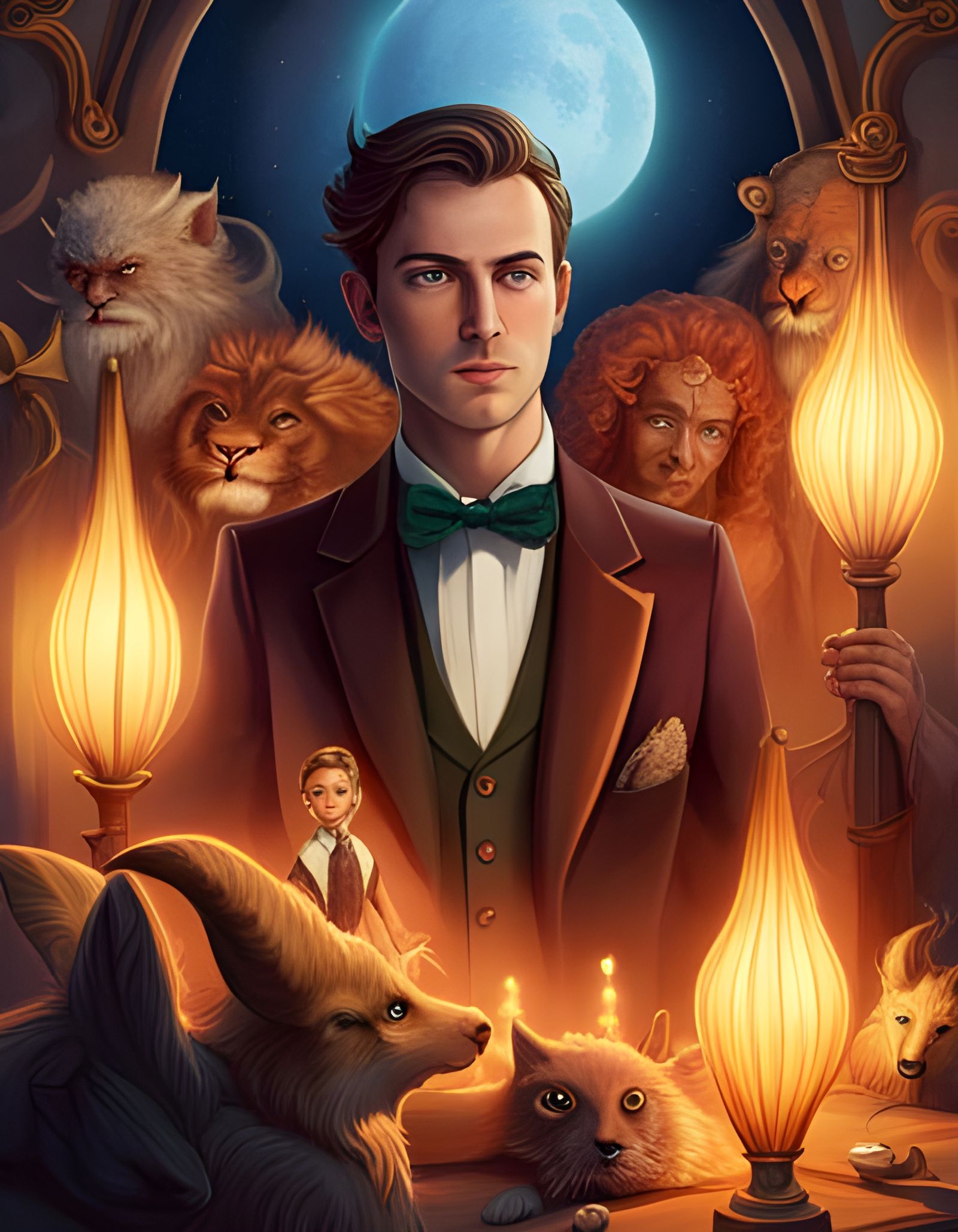 Fantasy Portrait: Young Man with Mythical Creatures