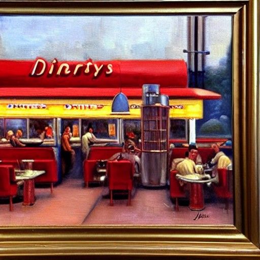 1930s Diner as Oil Painting