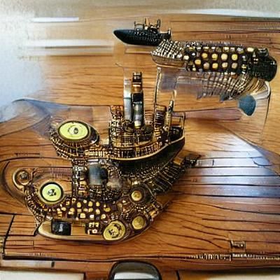 Steampunk Battleship on Misty Seas