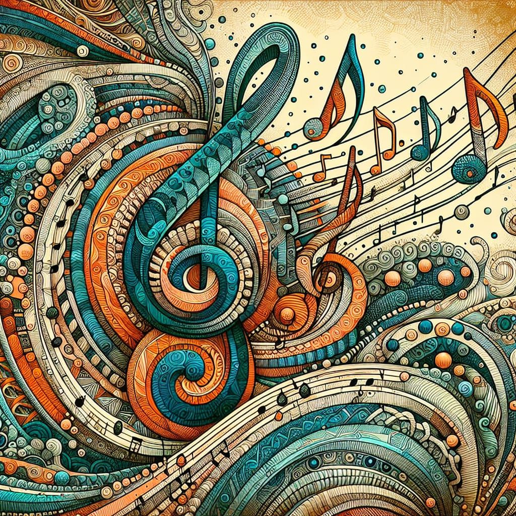Abstract Musical Notes in Zentangle Style
