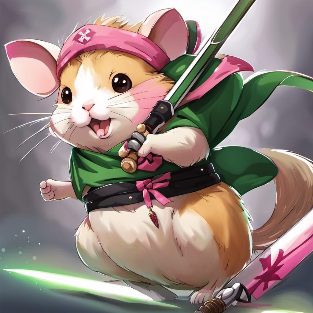 Hamster Ninja in Anime Key Visual Style