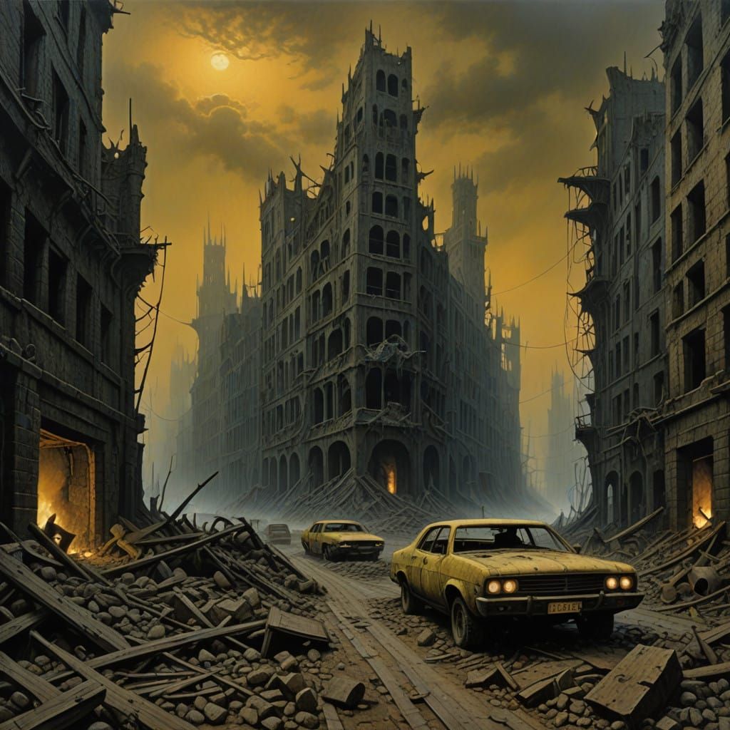 Desolate Wasteland in a Post-Apocalyptic Cityscape