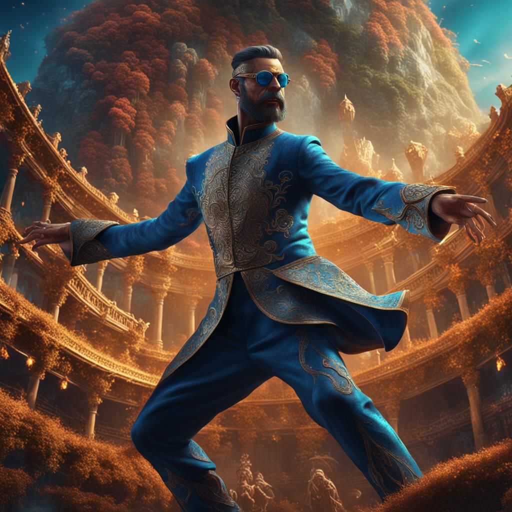 Men Dancing: Detailed Matte Painting
