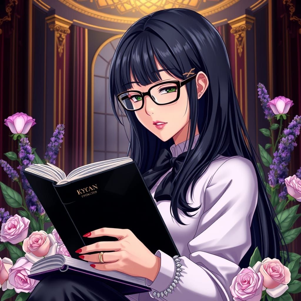 Sophisticated Kyoya Ootori in Lavender Rose Garden