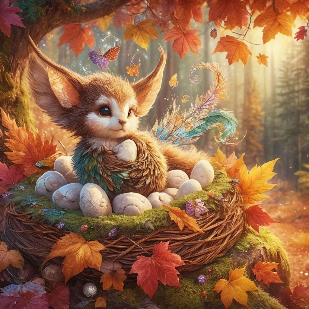 Protective Mother Animal in Forest: Digital Art