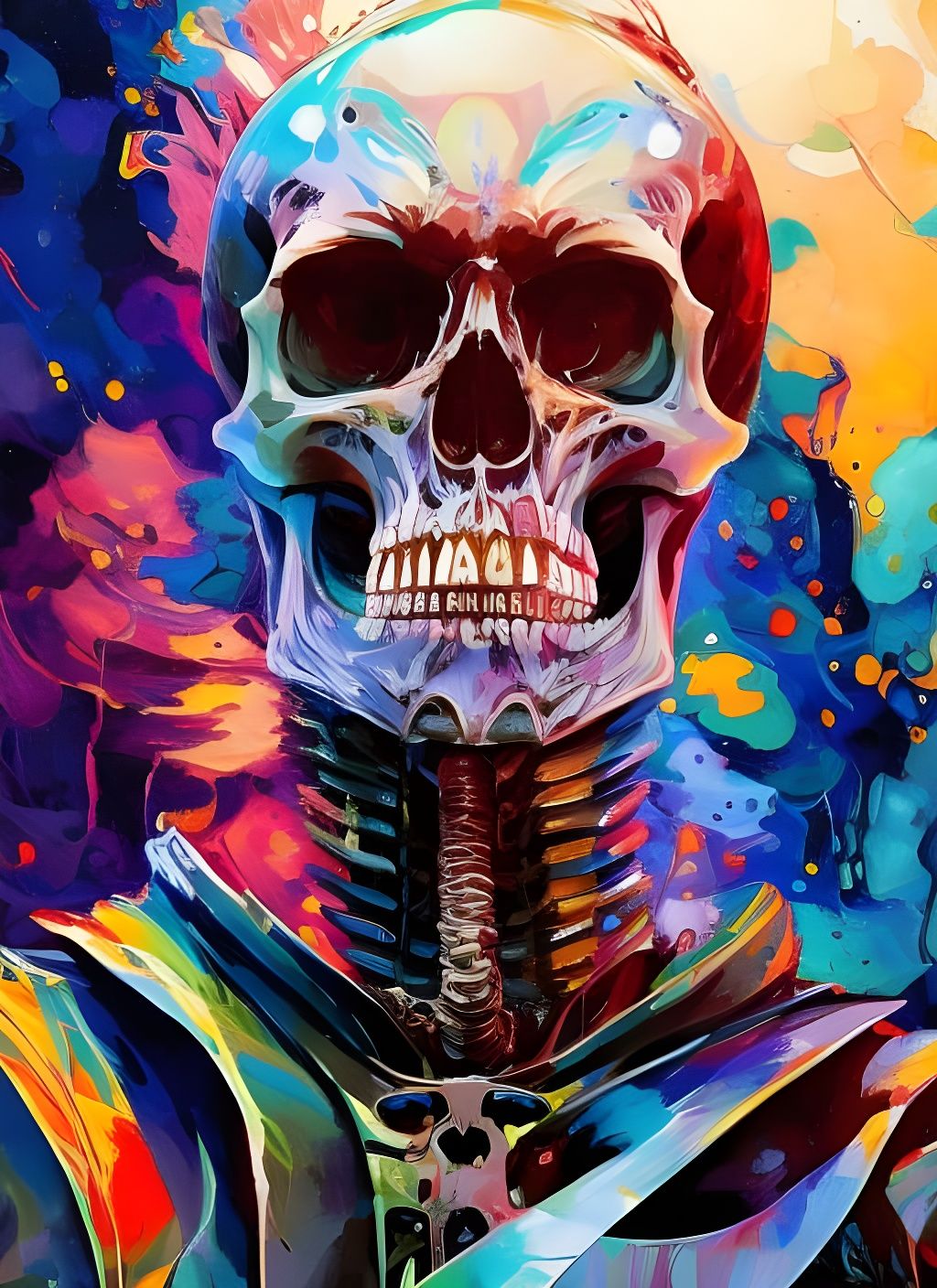 Badass Skeleton Man Portrait with Marbling Effect