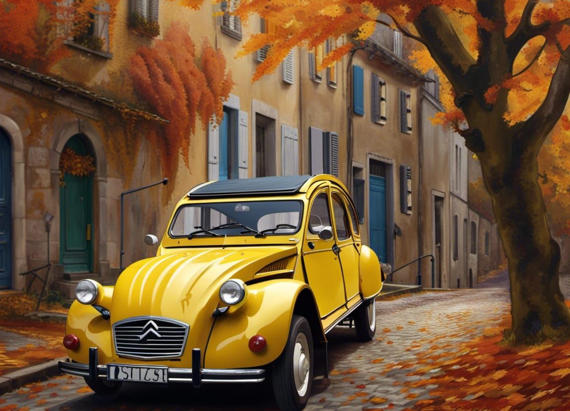 Citroën 2CV in a French country alley 1.0