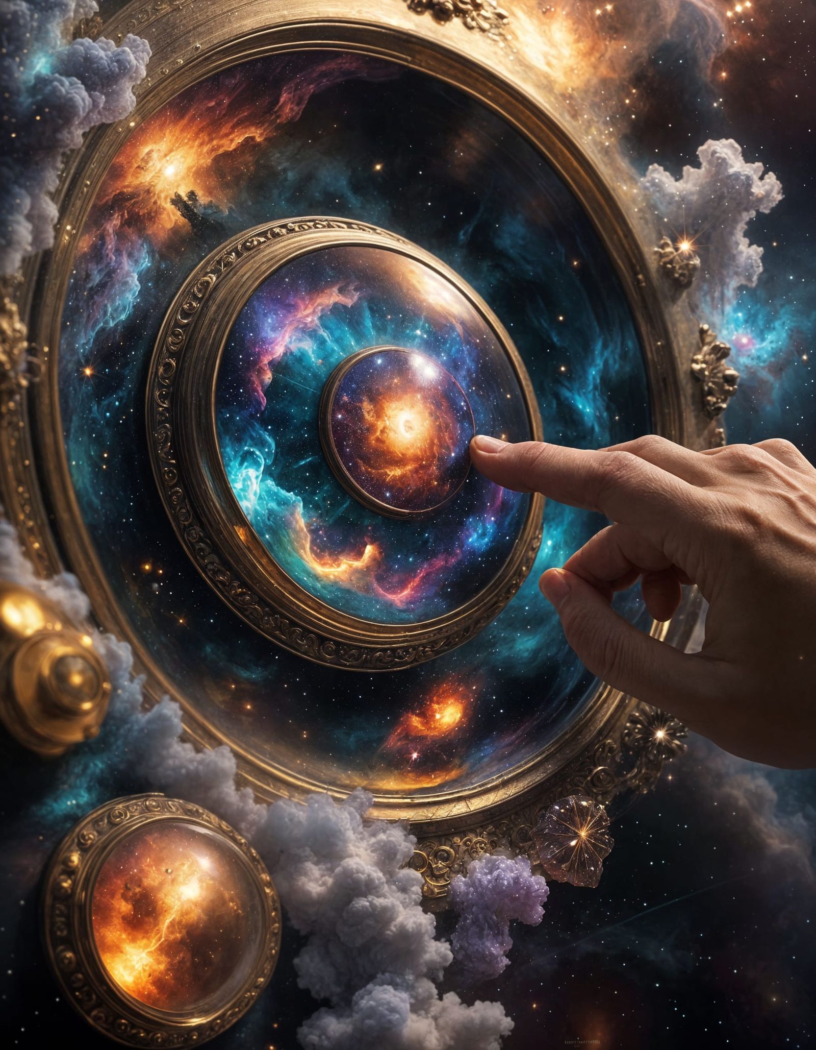 Ethereal Crystal Button Reveals Cosmic Nebula