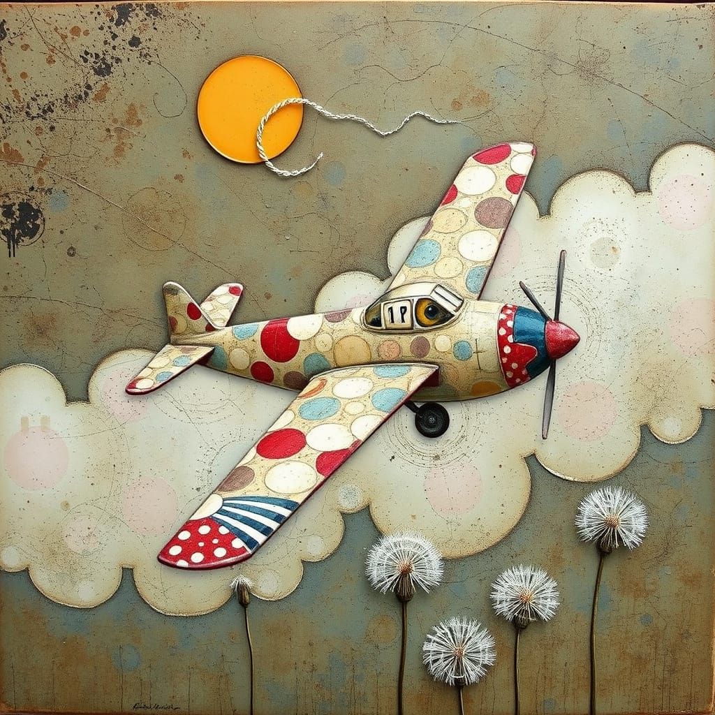 Whimsical Otherworldly Landscape in Encaustic Mixed Media