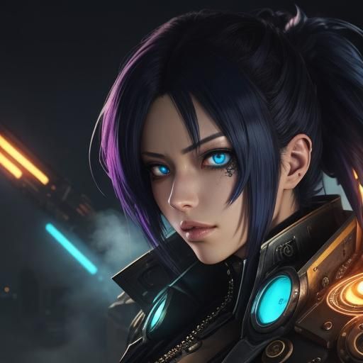 Steamy Steampunk Siren in Vibrant Anime Cinematic Style