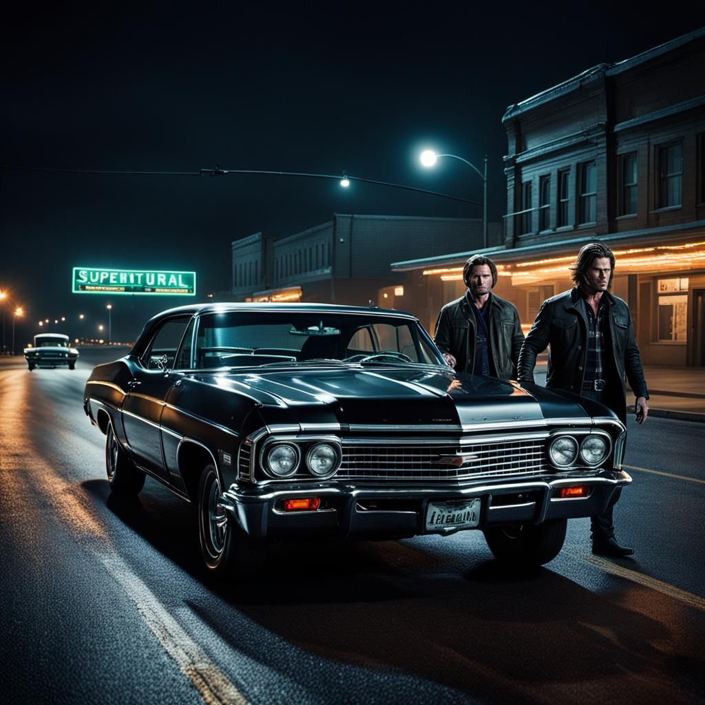 Winchester Brothers in 1967 Impala: Cinematic Still