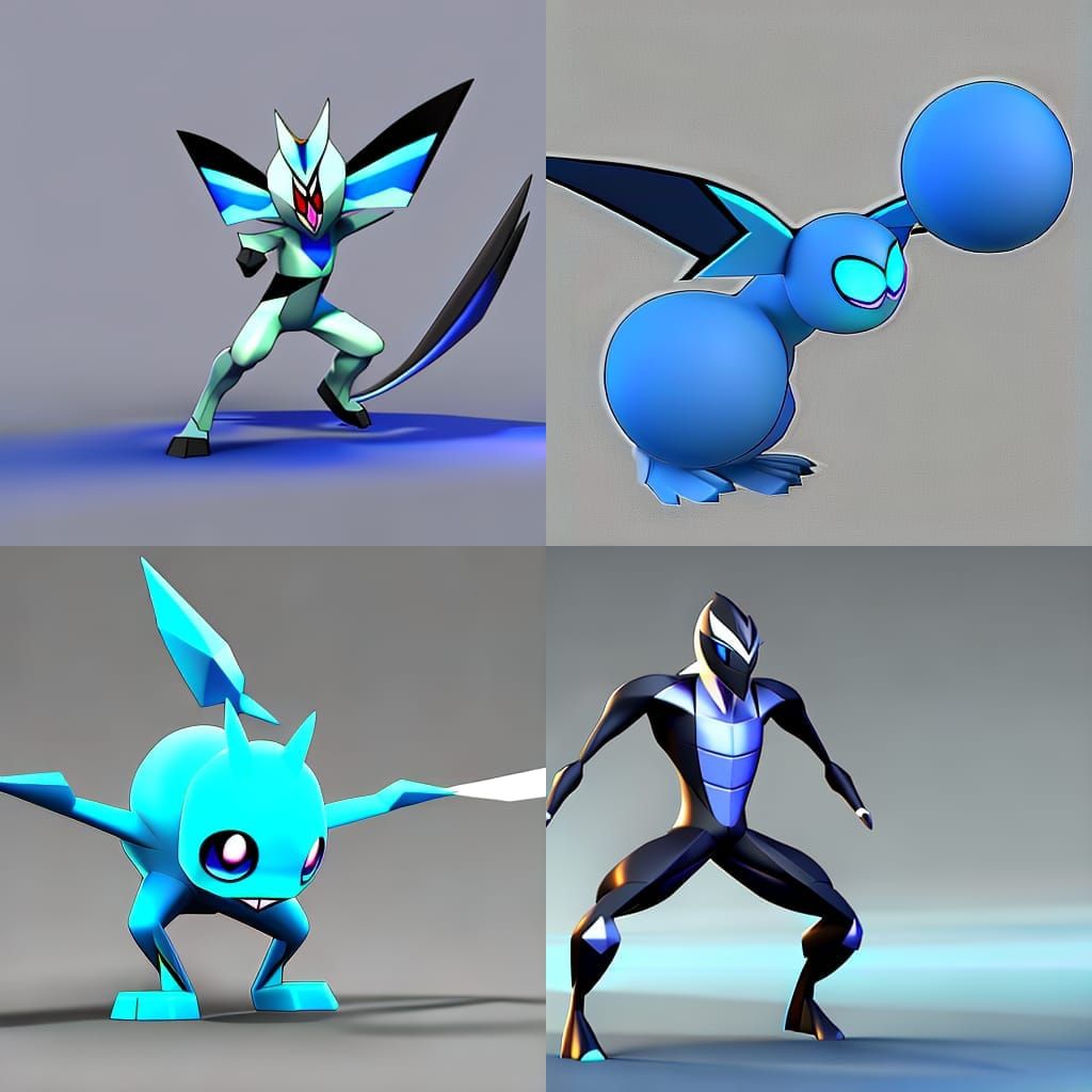Ice Pokemon with Slashing Arms in 3D Render