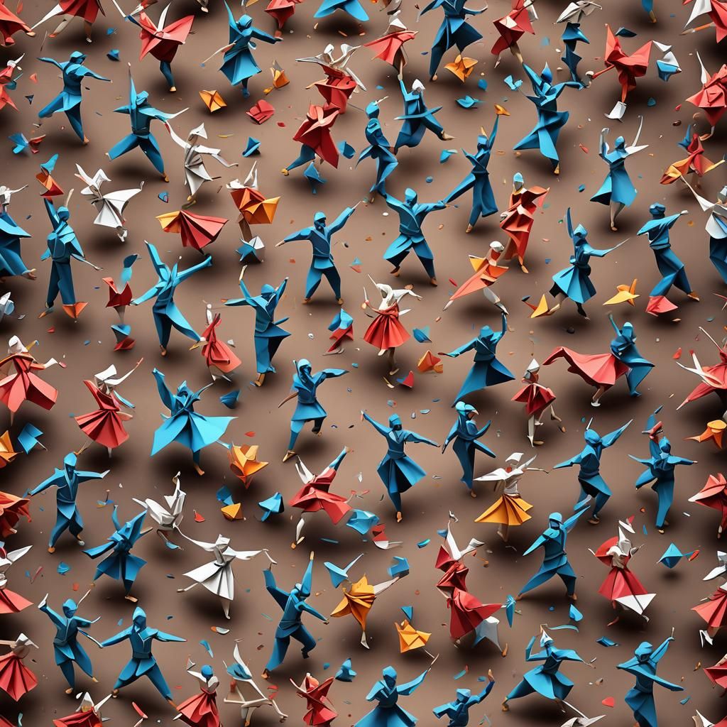 Origami dancers on the dance floor