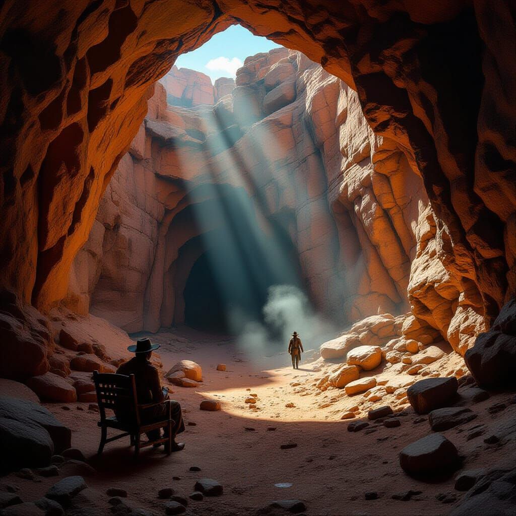 Mysterious Desert Cave Hideout with God Rays