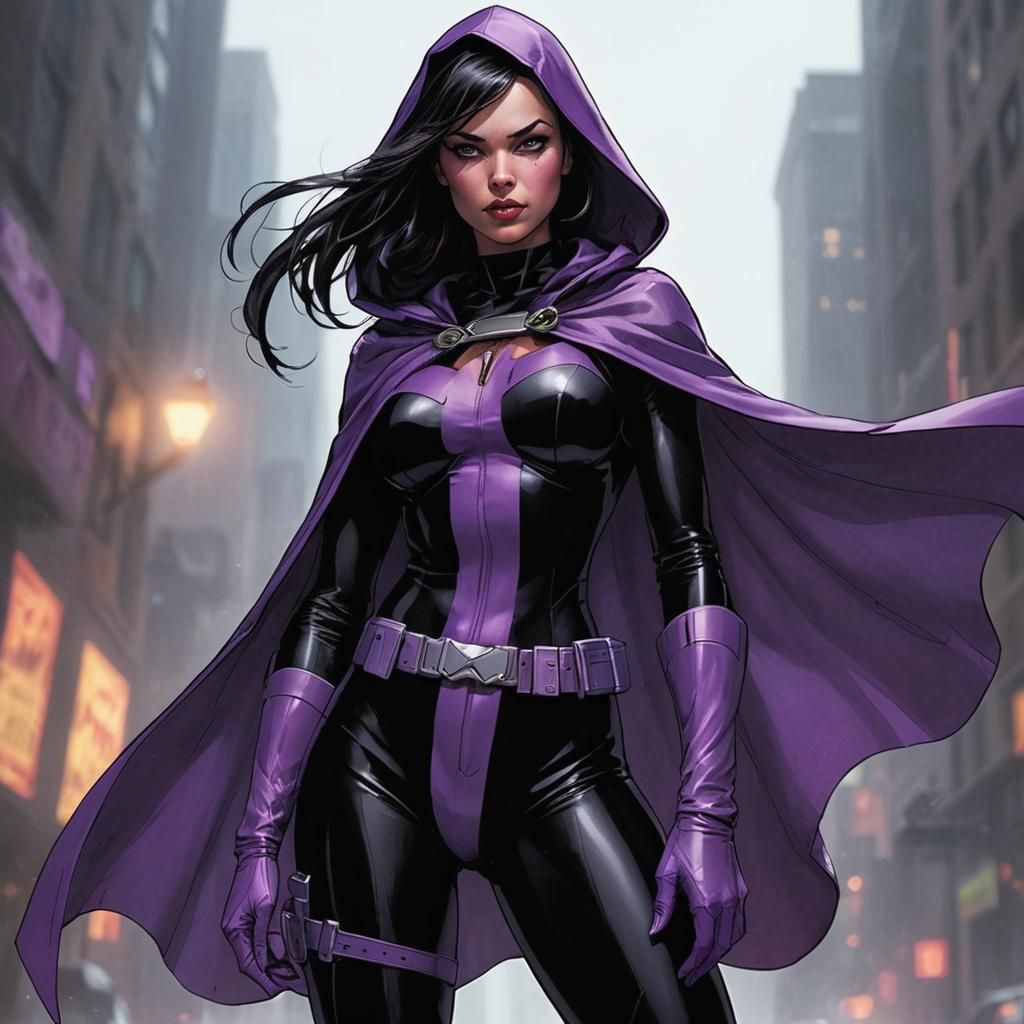 Woman in Bodysuit with Cape: Realistic Digital Art