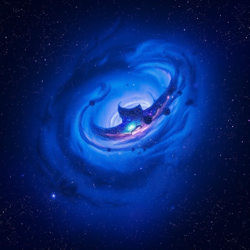 Realistic Cosmic Galaxy Scene in Dark Blue and Purple