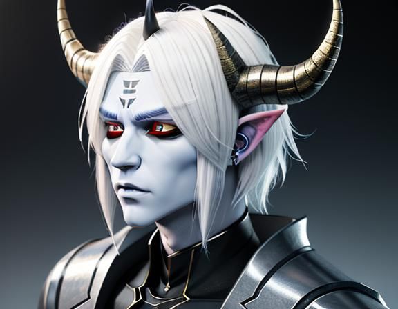 Anime Style Wight Demon with Platinum Hair