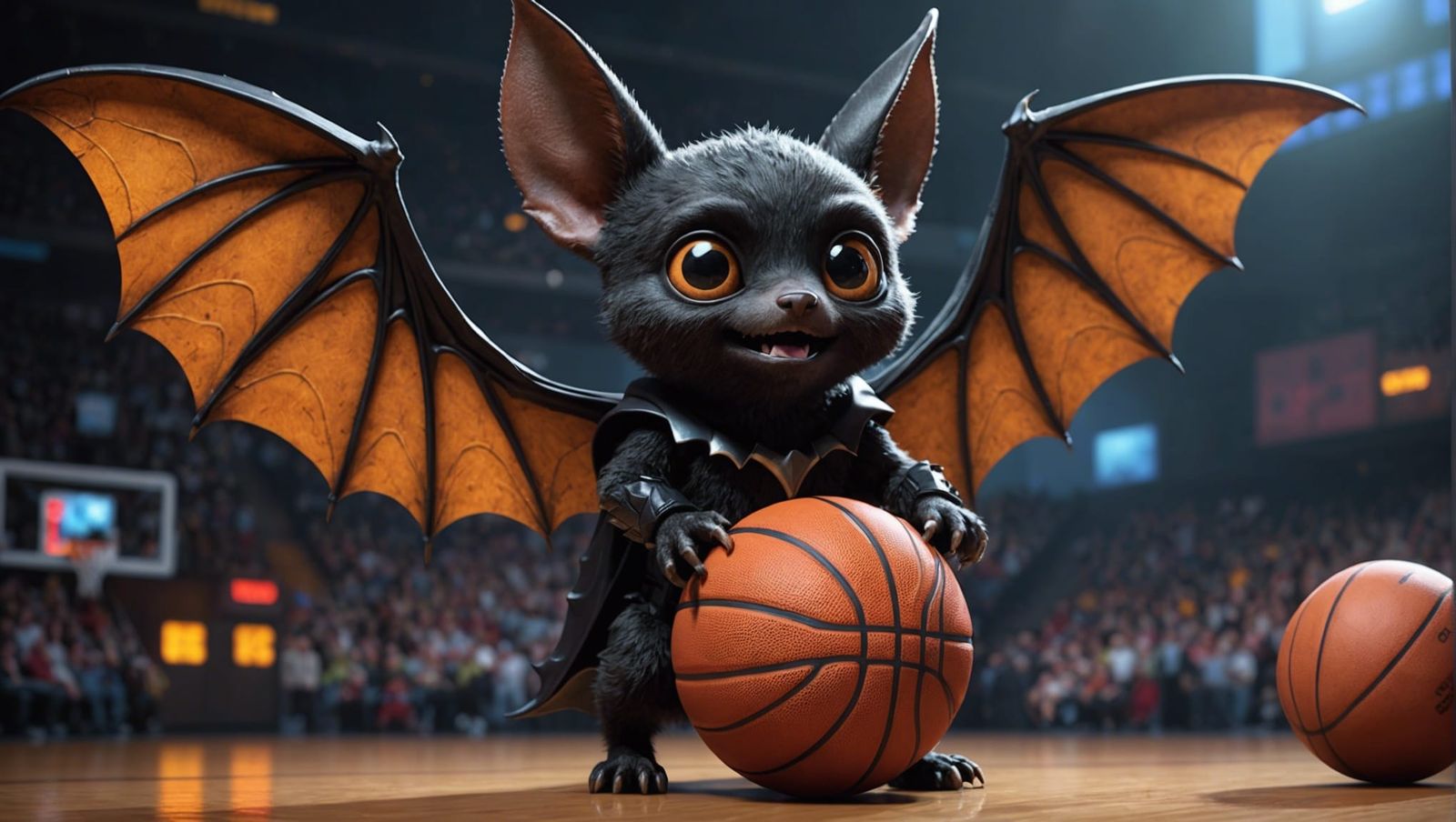 Anthropomorphic Bat Basketball in Surreal Style