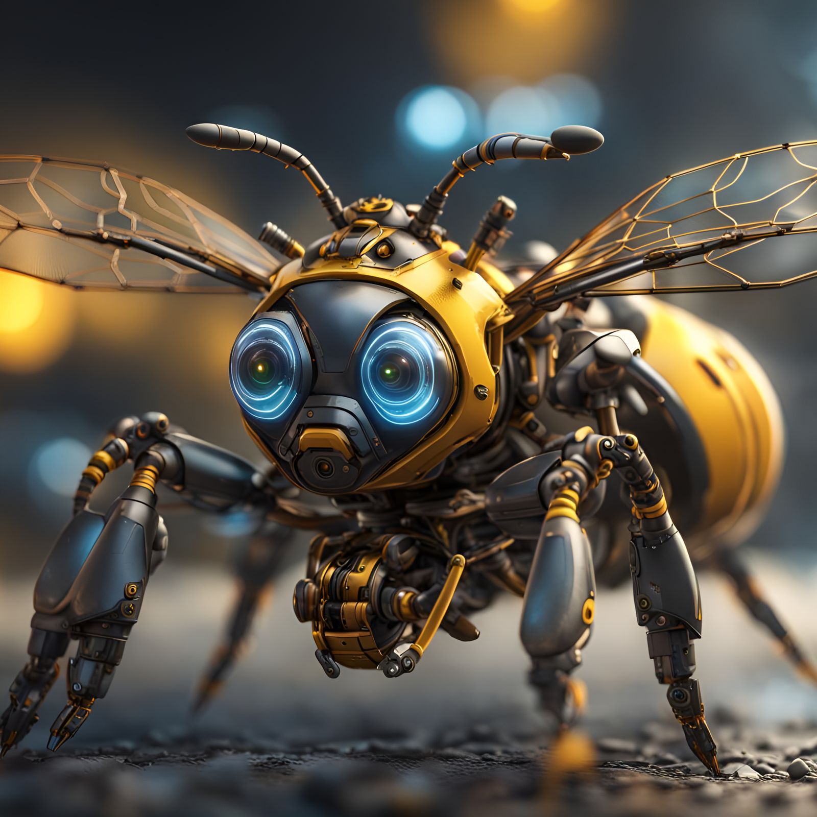 Robotic Drone Bee Close-Up: Electrical Engineering Marvel