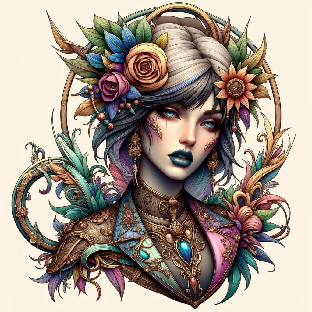 Shock and awww expression <lora:Art Nouveau Punk V2:1.0> <lo...