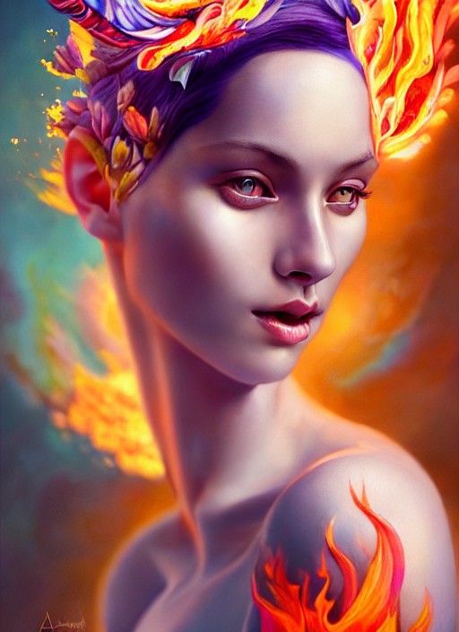 Goddess in Flames: A Maximalist Matte Painting